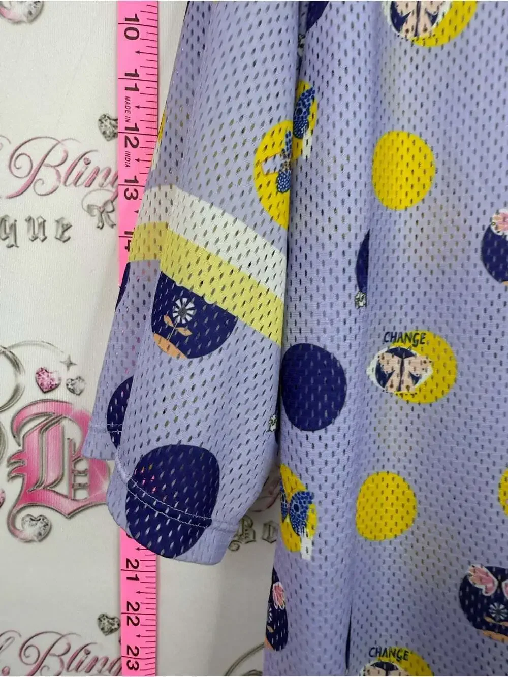 Lining jersey shirt polka dot animal print butterfly’s purple blue yellow